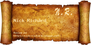 Nick Richárd névjegykártya