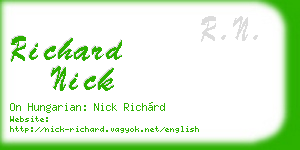 richard nick business card