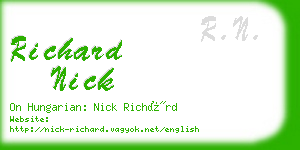 richard nick business card